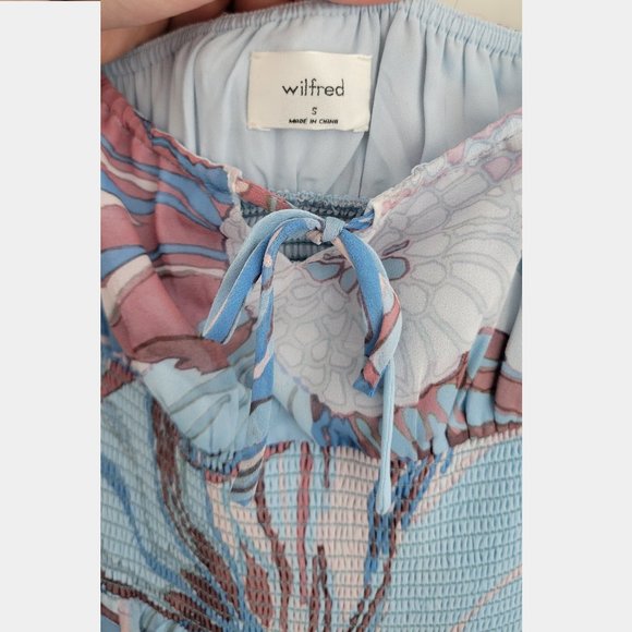 Aritzia Wilfred Genoa Midi Dress in White/Buoy Blue - Size S - Picture 3 of 6